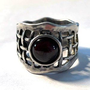 Vintage A.S. Garnet Ring, SS Garnet Ring